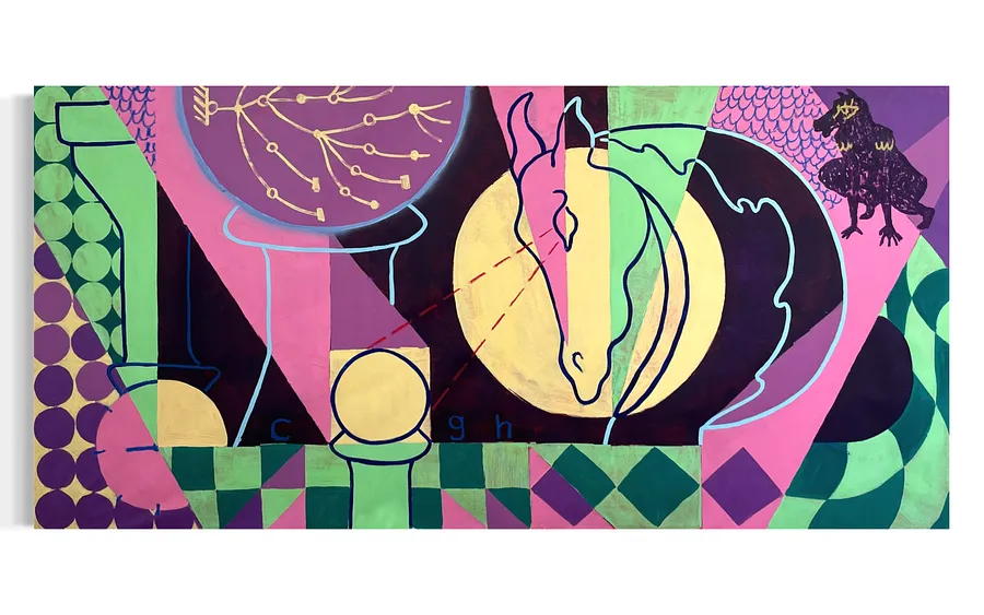 Image of Ratio versus grace by Eduard Rybalevskyi, size: 200x100cm, Painting medium, part of the Fragments of a myth series, priced at $1200 (≈ 54,240 грн)